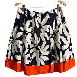 Worth New York Floral Skirt SZ 10 Blue And Red Pleated Festive Summer Rockabilly